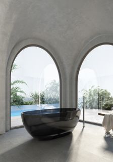 Прозрачная ванна ABBER Kristall AT9701Onyx из полиэфирной смолы 165x78см чёрный